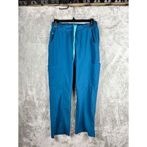 Med Couture Cari Teal Blue Jogger Scrub Pants Size S Polyester Spandex Cargo